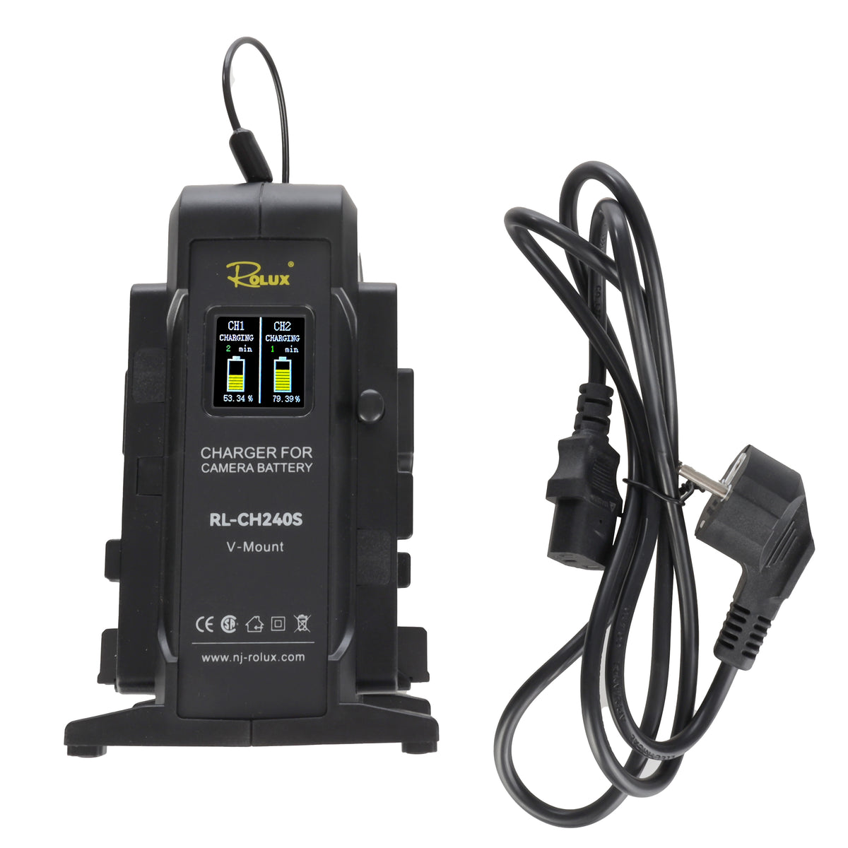 Rolux Chargeur Double Rapide RL-CH240S pour Batterie V-Mount — 8