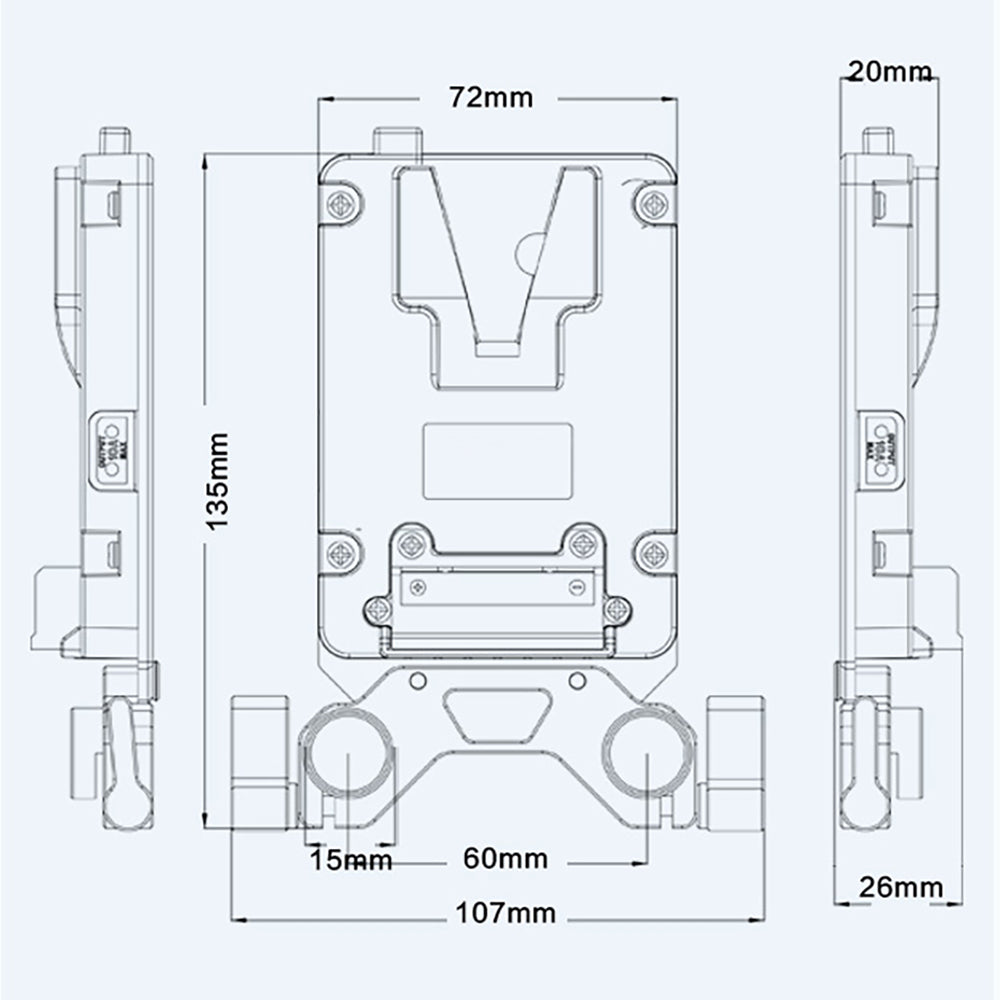 Rolux Mini Plaque de Batterie V-Mount RL-AC13S — 5