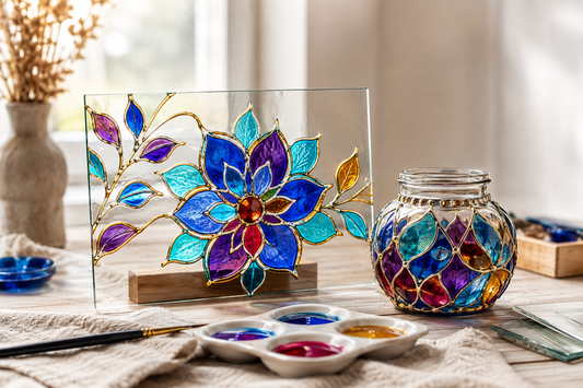 Peindre sur verre avec une peinture transparente : préparation, contours et séchage