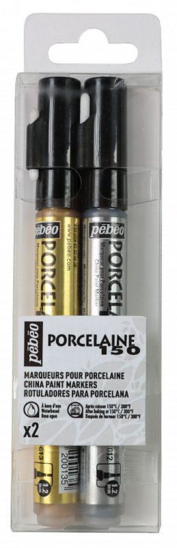 Pebeo Porcelaine 150 Marker Sets - Pointe fine - Or et Argent