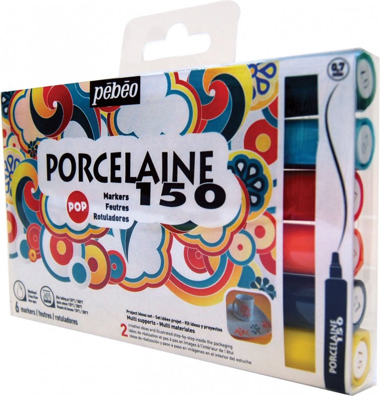 Pebeo Porcelaine 150 Marker Sets - Pointe fine - 6 Couleurs pop