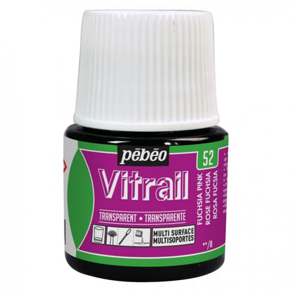 Pebeo Vitrail Transparent Peinture sur verre 45 ml - 52 - Fuschia Roze