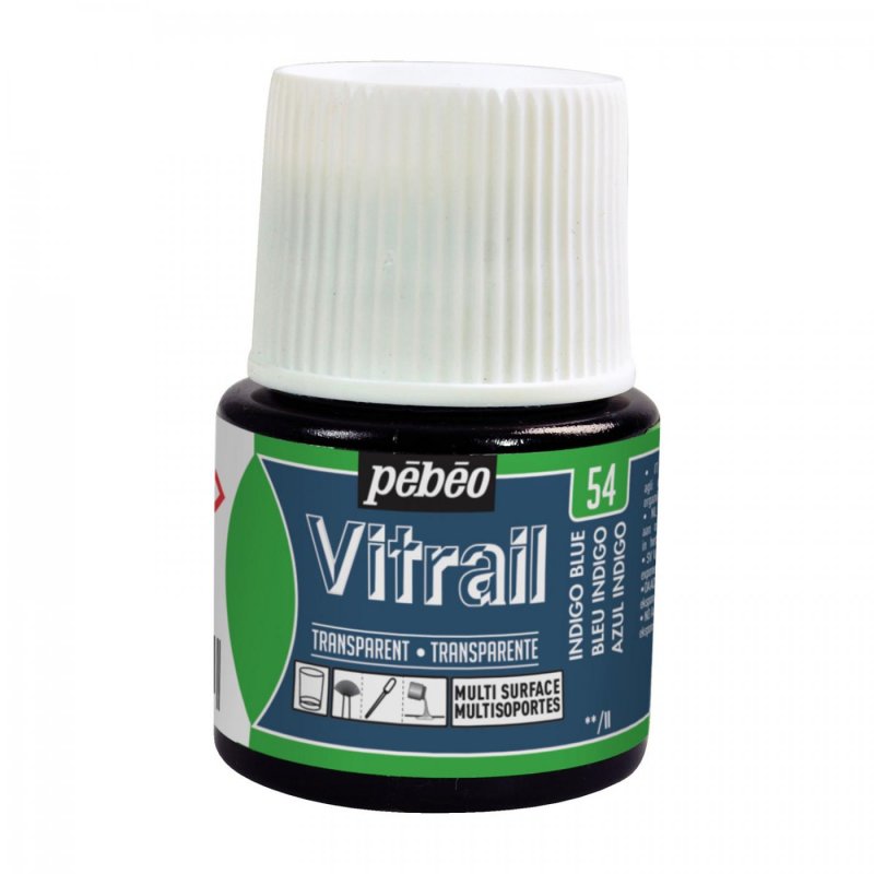 Pebeo Vitrail Transparent Peinture sur verre 45 ml - 54 - Indigo Bleu