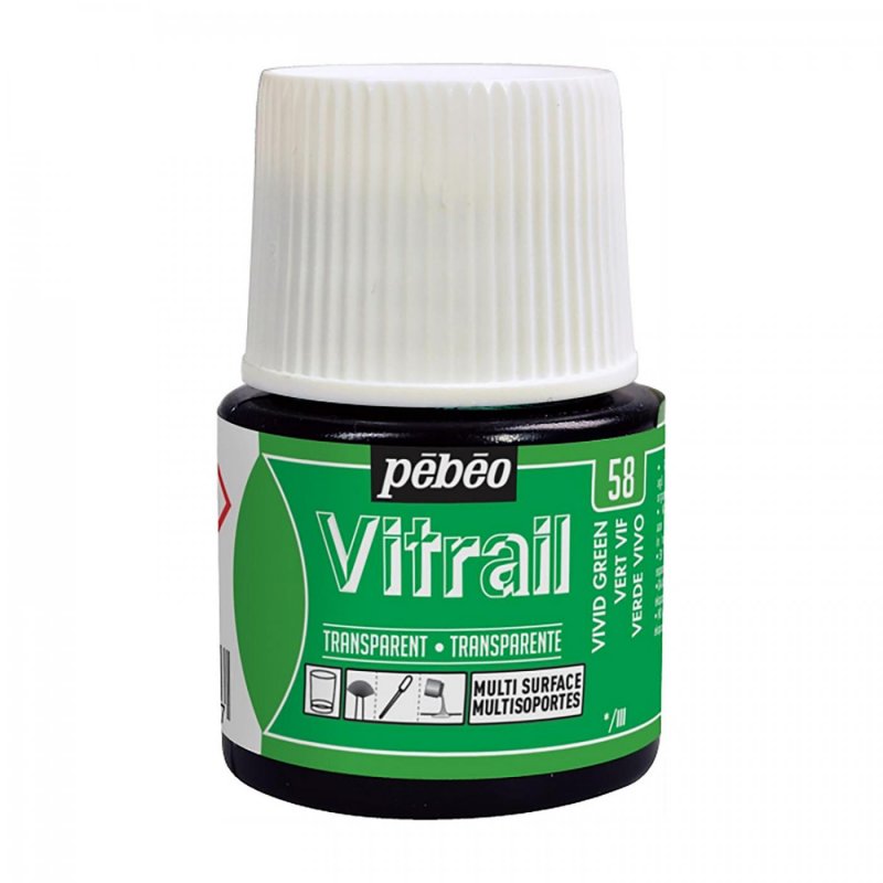 Pebeo Vitrail Transparent Peinture sur verre 45 ml - 58 - Fel Vert