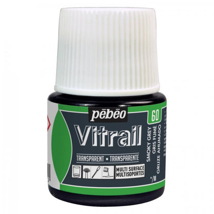 Pebeo Vitrail Transparent Peinture sur verre 45 ml - 60 - Gris Fumée