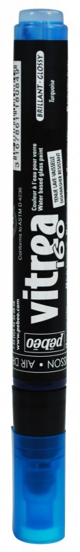 Pebeo Vitrea 160 Transparent Marker Glanzend - Glanzend Turkoois