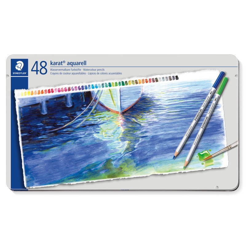 Staedtler Karat Aquarell Crayons aquarellables Étui en métal - 48 pièces