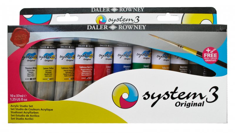 Daler-Rowney System3 Acrylic Sets - Coffret studio - 10 x 37 ml
