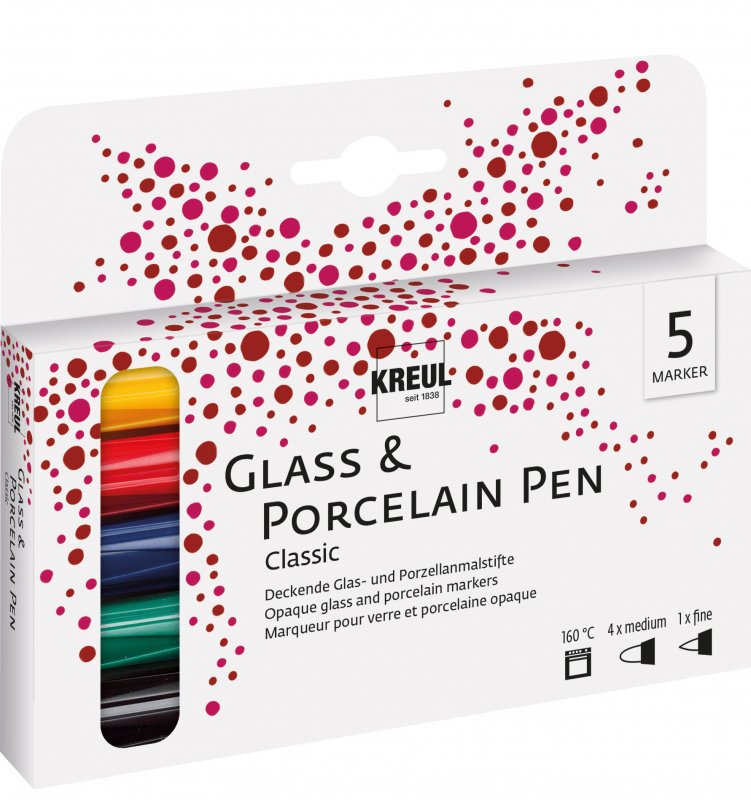 Kreul Marqueurs verre & porcelaine Sets - Couleurs classiques Set 5