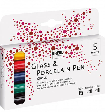 Kreul Marqueurs verre & porcelaine Sets - Couleurs classiques Set 5