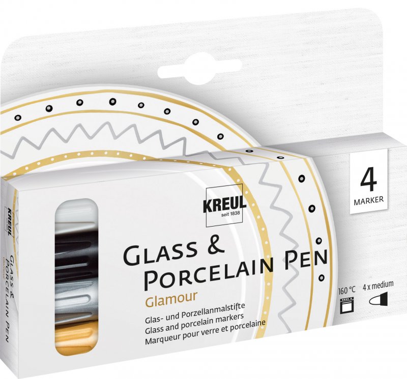 Kreul Marqueurs verre & porcelaine Sets - Glamour Set 4