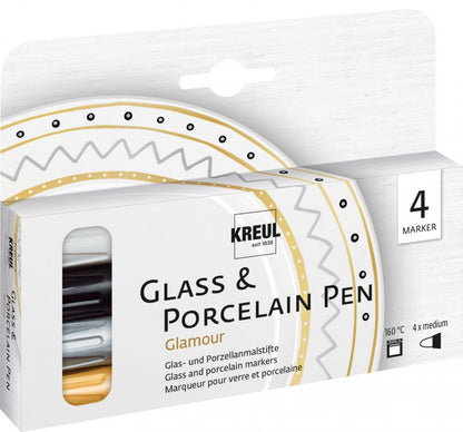 Kreul Marqueurs verre & porcelaine Sets - Glamour Set 4