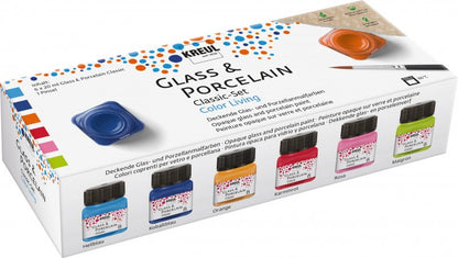 Kreul Peinture verre et porcelaine Sets 6 x 20 ml - Levende Opaque Couleurs