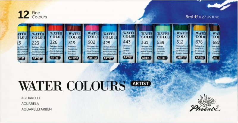 Phoenix Watercolour Sets - 12 x 8 ml tubes
