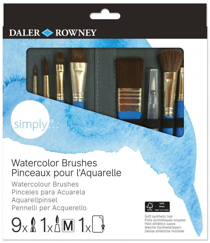 Daler-Rowney Simply Aquarelle Set de pinceaux dans Étui - 10 pièces