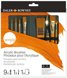 Daler-Rowney Simply Set de pinceaux - Étui de peinture acrylique - 10 pièces