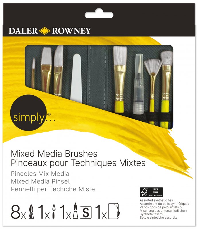 Daler-Rowney Simply Set de pinceaux - Mixed Media zip case - 10 pièces