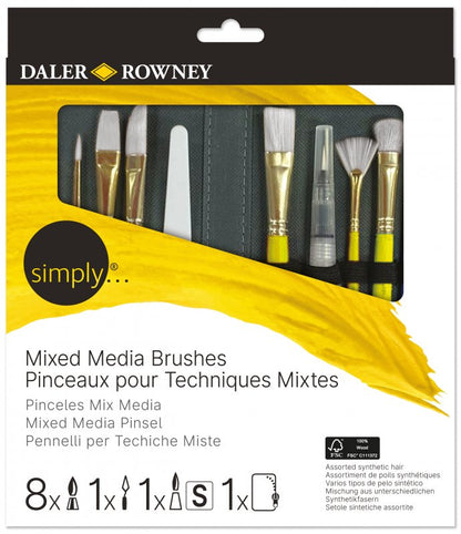 Daler-Rowney Simply Set de pinceaux - Mixed Media zip case - 10 pièces