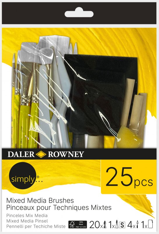 Daler-Rowney Simply Set de pinceaux - Mixed Media - 25 pièces