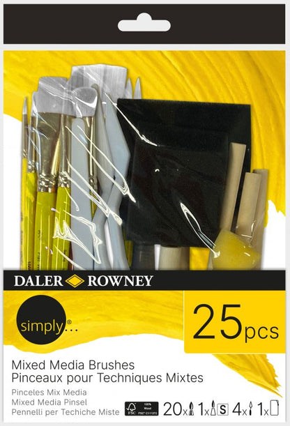 Daler-Rowney Simply Set de pinceaux - Mixed Media - 25 pièces