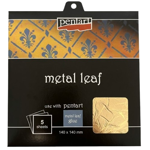 Pentart Metal Leaf Booklet 14 x 14 cm - 5 feuilles - Or