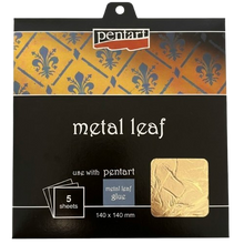 Pentart Metal Leaf Booklet 14 x 14 cm - 5 feuilles - Or