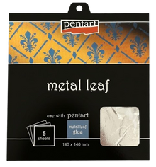 Pentart Metal Leaf Booklet 14 x 14 cm - 5 feuilles - Argent