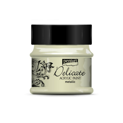 Pentart Delicate Metallic Peinture acrylique 50 ml - Blanc Or
