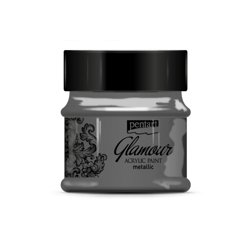 Pentart Glamour Peinture acrylique métallisée 50 ml - Black Silver