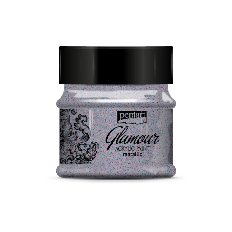 Pentart Glamour Peinture acrylique métallisée 50 ml - Argent foncé