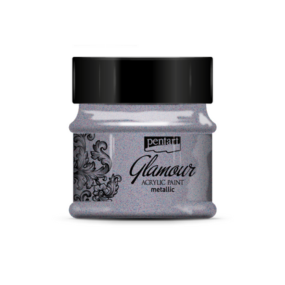 Pentart Glamour Peinture acrylique métallisée 50 ml - Argent foncé
