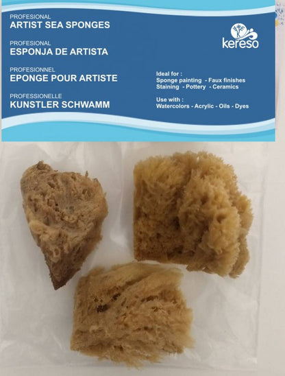 Kereso Natuurlijke Zee Sponzen Ruw - 3 pièces - 5-6,5 cm