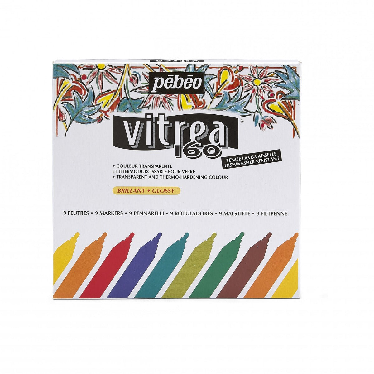 Pebeo Vitrea 160 Markers Glanzende Kleuren - Etui 9 - Default Title