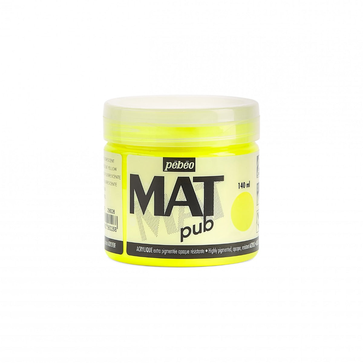 Pebeo Mat Pub Peinture acrylique 140 ml - Fluo Jaune