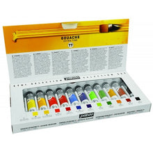 Gouache extra-fine T7 en étui : assortiment de 12 tubes 20 ml.