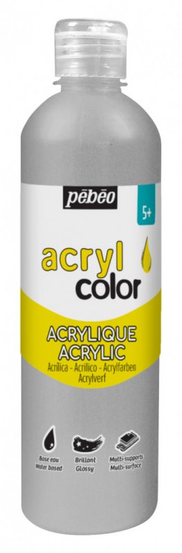 Pebeo Acrylcolor Peinture acrylique fluide 500 ml - Argent