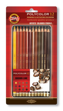 KOH-i-NOOR Polycolor Brown Line Crayons de couleur - 12 pièces
