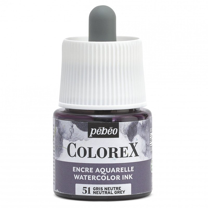 Pebeo Colorex Encre aquarelle 45 ml - 51 - Gris neutre