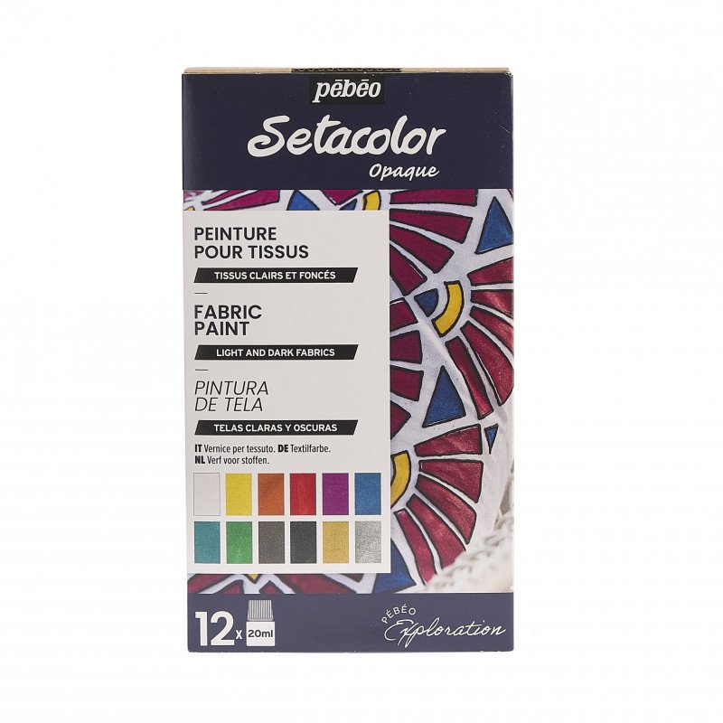 Pebeo Setacolor Opaque Sets - Shimmer Explorer - 12 x 20 ml