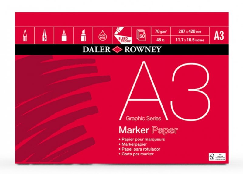 Daler-Rowney Graphic Series Marker Pad 70 gsm - A3 - 50 feuilles