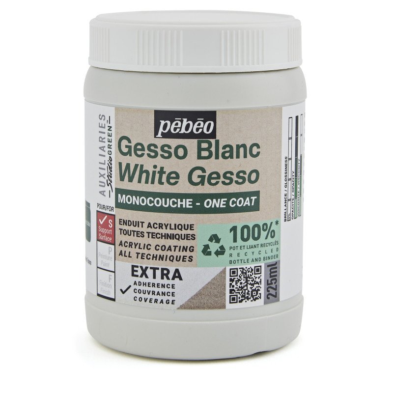 Pebeo Studio Green Gesso - Monocouche Blanc - 225 ml