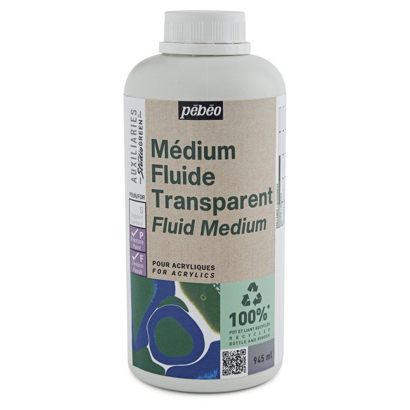 Transparent Médium fluide Pebeo Studio Green 945 ml.