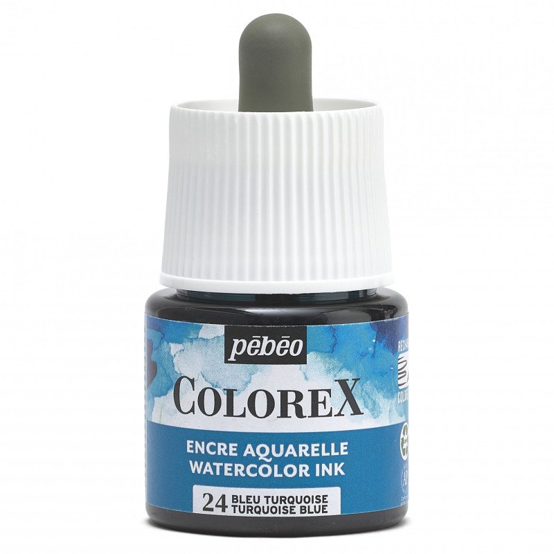 Pebeo Colorex Encre aquarelle 45 ml - 24 - Bleu turquoise