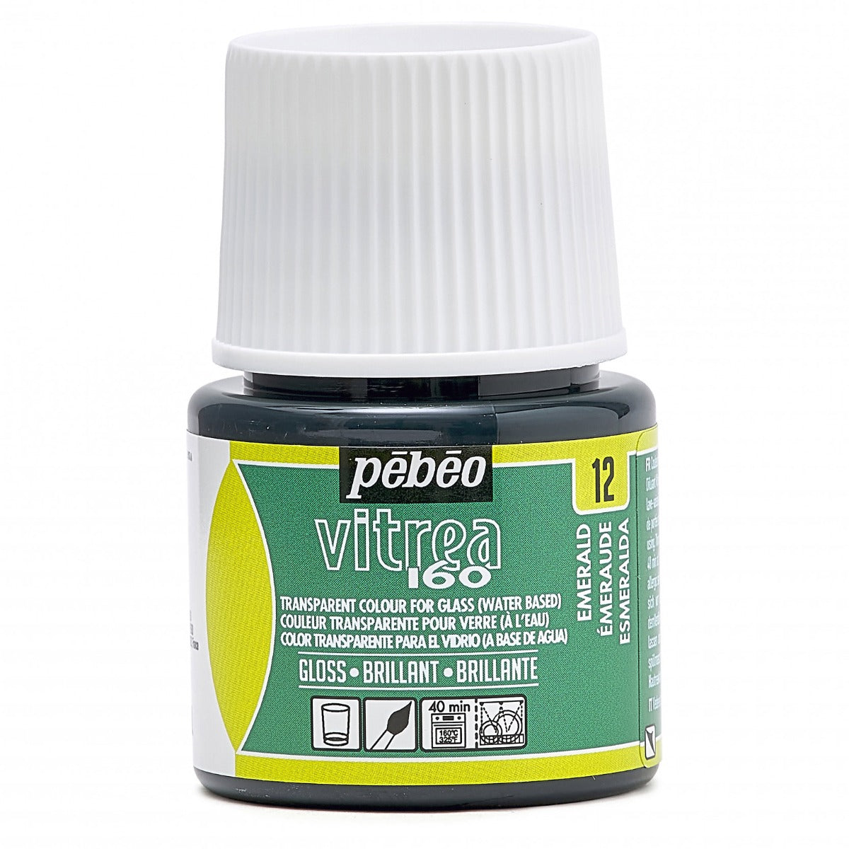 Pebeo Vitrea 160 Peinture sur verre 45 ml Glanzend - 12 - Vert émeraude