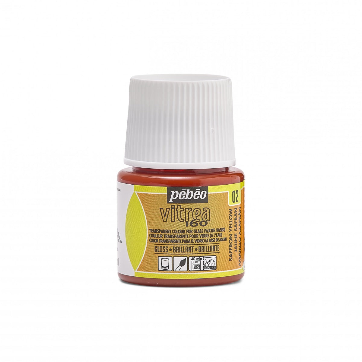 Pebeo Vitrea 160 Peinture sur verre 45 ml Glanzend - 02 - Saffraangeel