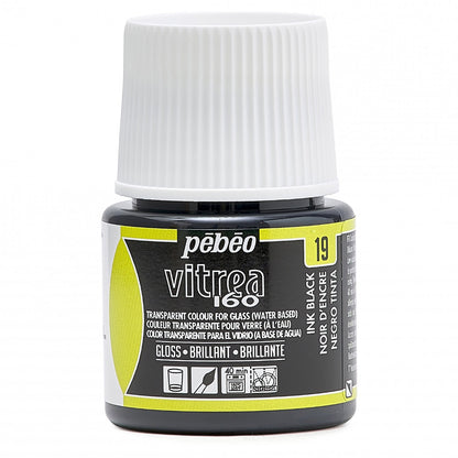 Pebeo Vitrea 160 Peinture sur verre 45 ml Glanzend - 19 - Inktzwart