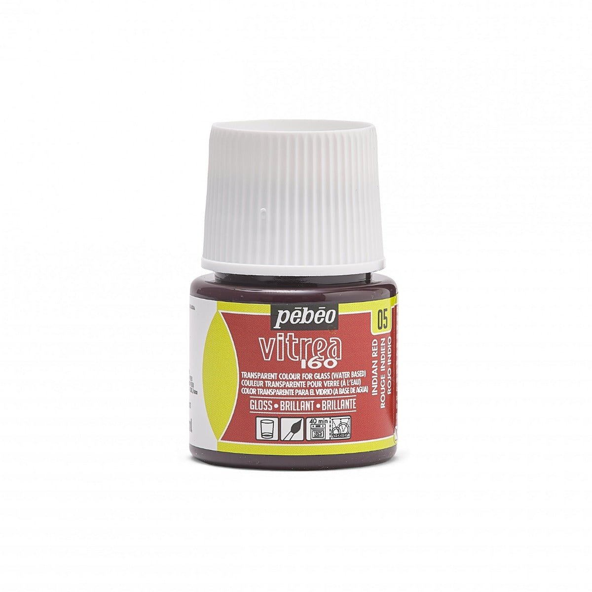 Pebeo Vitrea 160 Peinture sur verre 45 ml Glanzend - 05 - Rouge indien