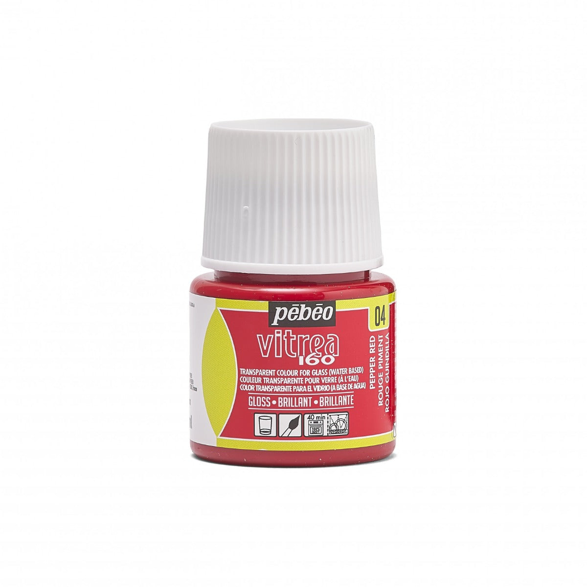 Pebeo Vitrea 160 Peinture sur verre 45 ml Glanzend - 04 - Rode Peper