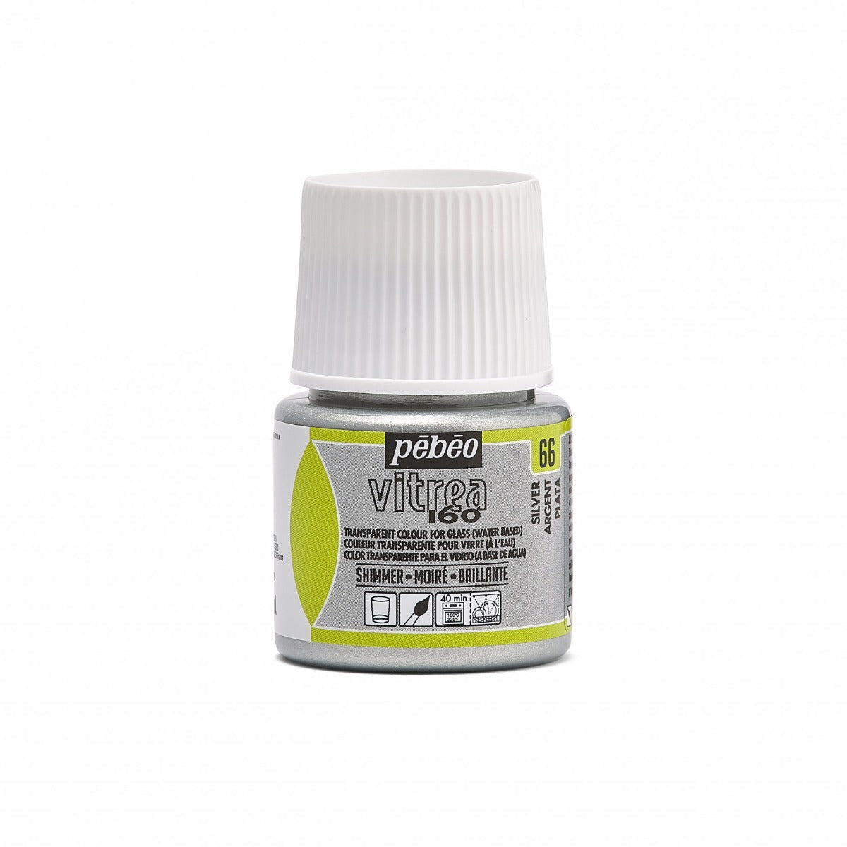 Pebeo Vitrea 160 Moiré Peinture sur verre 45 ml - 66 - Argent Moiré