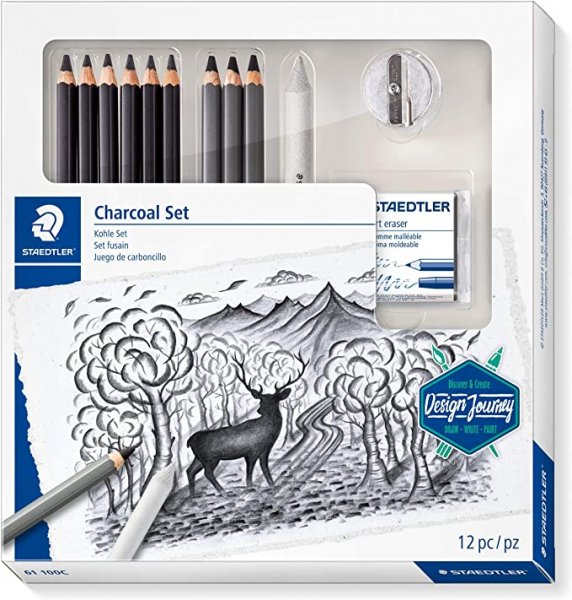 Staedtler Set de 12 crayons fusain assortis